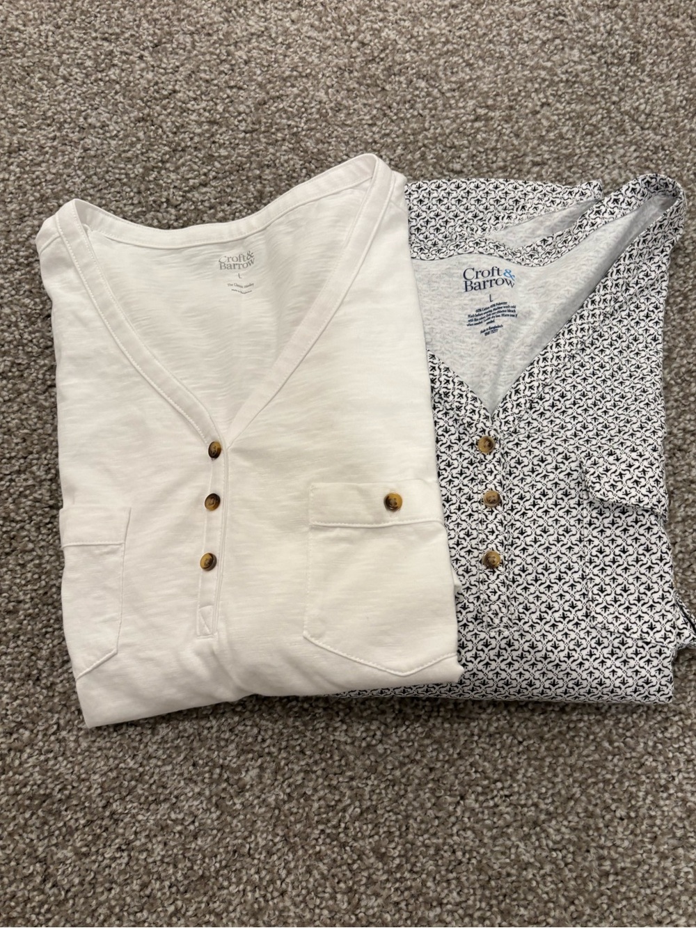 Two Croft & Barrow V-Neck Henley Shirts